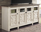Signature Design by Ashley Bolanburg Extra Large TV Stand, Fits TVs up to 72", 3 Cabinets, Adjustable Storage Shelves, 74.13", Whitewash & 2-Tone Finish