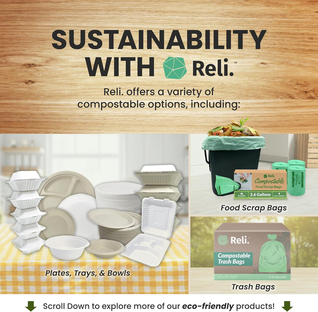 Reli. Compostable Spoons (600 Pack) | Soup Spoons, Disposable Utensils Heavy Duty | Compostable Utensils, Cutlery for Party, Hot Food, Party Supplies | BPA Free, Cornstarch (White)