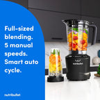 nutribullet SmartSense Blender Combo, 1400W, 64oz Pitcher, 32oz & 24oz Cups, 5-Speed, Smoothies, Ice and Frozen Fruit, Nut Milk, Soup, Matte Black, NBF50700AK