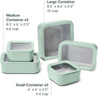 Caraway 13pc Glass Food Storage Container Set - Easy to Store, Non Toxic Lunch Box - with Glass Lids - Includes Storage Organizer - Mist