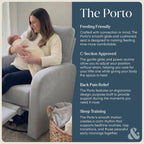 Nurture& The Porto Power Glider Recliner for Nursery | Modern Glider Chair with Power Recline | Built - in USB Charging Port | Space-Saving Design for Small Nurseries and Shared Spaces, Grey