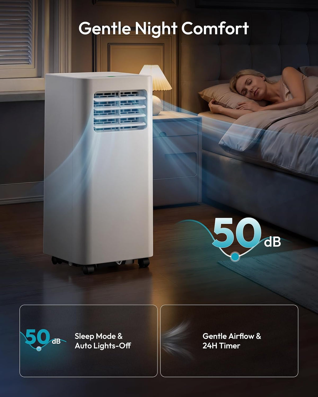 EUHOMY Portable Air Conditioners 10,000 BTU, 4-in-1 Air Conditioner Portable Up to 450 Sq.Ft. with Cool, Fan, Dehumidifier, Sleep, Portable AC Unit with LED Remote & 24H Timer, Installation Kits