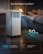 EUHOMY Portable Air Conditioners 10,000 BTU, 4-in-1 Air Conditioner Portable Up to 450 Sq.Ft. with Cool, Fan, Dehumidifier, Sleep, Portable AC Unit with LED Remote & 24H Timer, Installation Kits