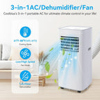 Portable Air Conditioners,8500 BTU portable ac up to 360 Sq,3 IN 1 with Remote Control,Sleep Mode, Windows kit,White
