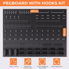 INCLY 48x36 Inch Metal Peg Board Kit with 1/4" Pegboard Hooks Accessories, 6PCS Peg Board Panels and 234PCS Black Pegboard Wall Organizer Tool Storage System for Garage Workbench Shed