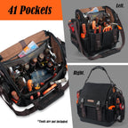 WELKINLAND 41-Pocket Electrician Tool Bag, 14-Inch HVAC Tools Bag, Heavy-Duty Waxed Canvas Tools Bags, Hard Bottom Tool Bags, Stay-up top-open Tool Bag, Quick-Access Tool Bags For Men