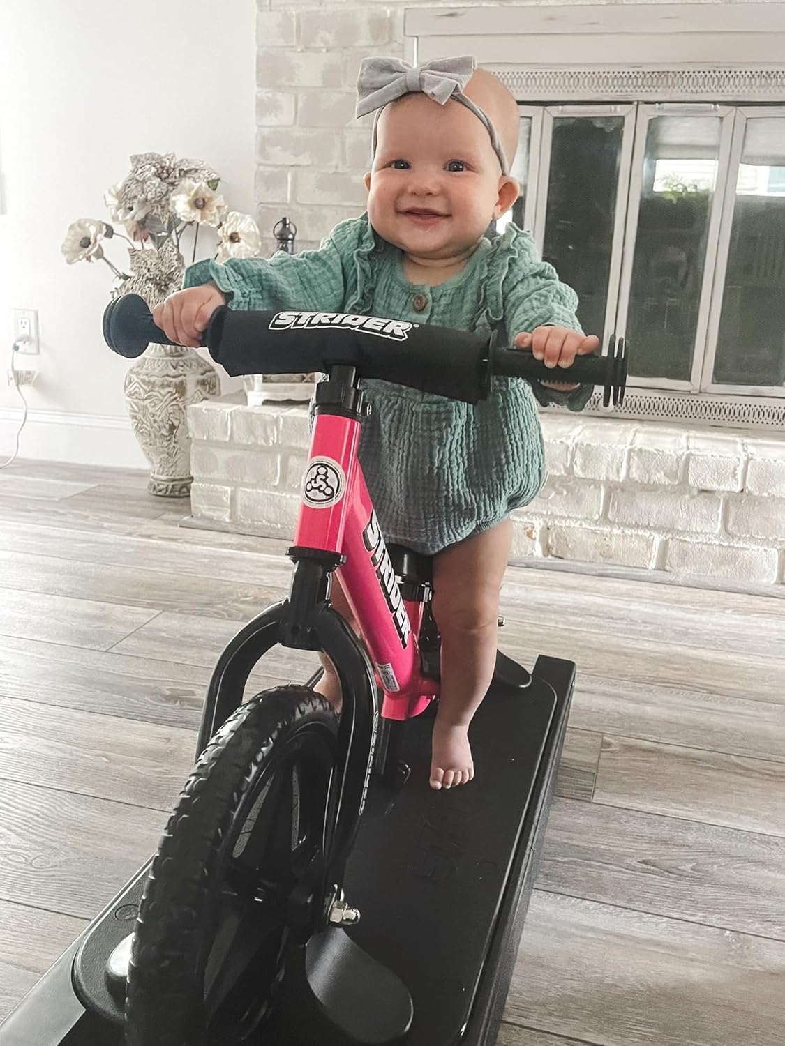 Strider 12” + Rocking Base - Helps Teach Baby How to Ride a Balance Bicycle - for Kids 6 Months to 4 Years - Easy Assembly & Adjustments
