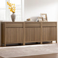 SICOTAS Fluted Buffet Cabinet with Storage - 87" Large Sideboard Modern Storage Cabinet Accent Coffee Bar Console Table with Drawers & Adjustable Shelves for Kitchen Living Room Entryway, Caramel Oak