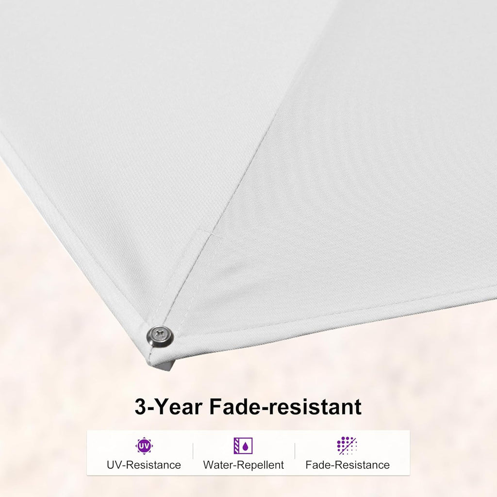 PURPLE LEAF 9' X 12' Right-left Tilt Patio Umbrella Swivel White Cantilever Umbrella with Tilt Aluminum Outdoor Umbrella with 360° Rotation for Deck Pool Garden, White