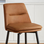 Brown Counter Height Bar Stools Set of 3, 26 Inch Seat Height with Back and Metal Legs, 360° Swivel Upholstered Faux Leather Swivel Bar Stools