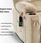 MCombo Oversized Dual Motor Power Lift Recliner Chair Sofa with Massage and Heat for Big Elderly People, Infinite Position, USB Ports, Fabric R7688 (Beige, Large-Oversize)