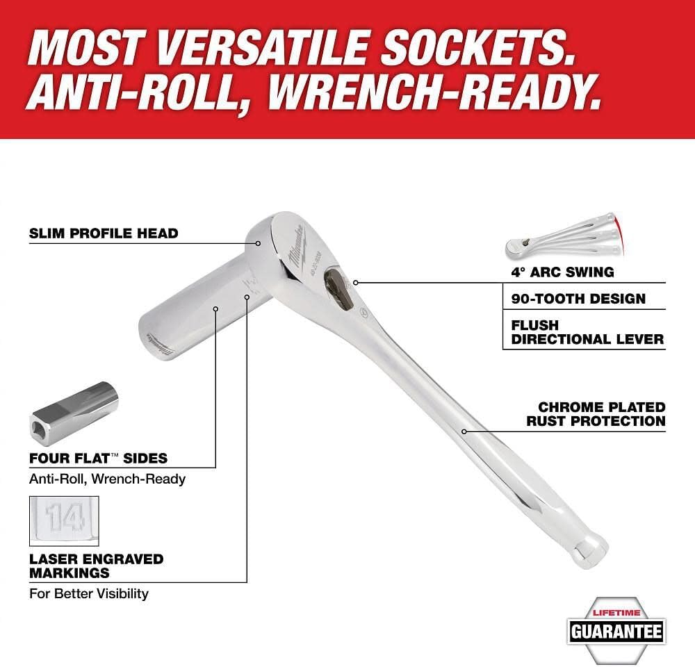 Milwaukee 48-22-9482 32-Piece Metric 3/8 in. Mechanics Ratchet and Socket Set with PACKOUT Case