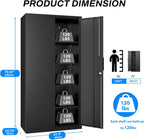 Metal Garage Storage Cabinet with Lock, 71" Tall Steel Storage Locker with 4 Adjustable Shelves, Heavy Duty Metal Cabinet for Garage, Office, Home, 31.5”W × 16.5”D, Black