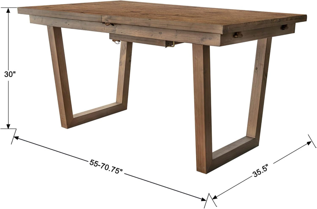 55-70.5" Extendable Dining Table Pine Expandable Dining Room Table for 4 6 8 People Large Rectangle Table Space Saving for Dining Room Living Room Home Office .Walnut