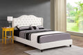 GDFStudio PU Upholstered Bed Frame with Padded Wingback Headboard, Transitional Platform Design, Box Spring Required, Easy Assembly, Full Size Bed for Modern and Classic Bedrooms,50" H White