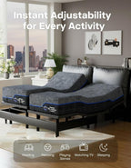 Marsail Twin XL Adjustable Bed Frame with Head & Foot Incline, 4 USB Ports, Under-Bed Night Light, 4 Height Options, Remote Control & Zero Gravity Electric Adjustable Bed Base,4 Height Options
