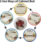 Murphy Bed with Charging Station, Queen Size Cabinet Bed with Large Storage Drawer for Home Office or Small Room, Hideaway Foldable Platform Bed, White