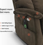 MCombo Large-Wide Dual Motor Power Lift Recliner Chair, Massage and Dual Heating for Elderly People, Infinite Position, Fabric R7166 (Coffee)
