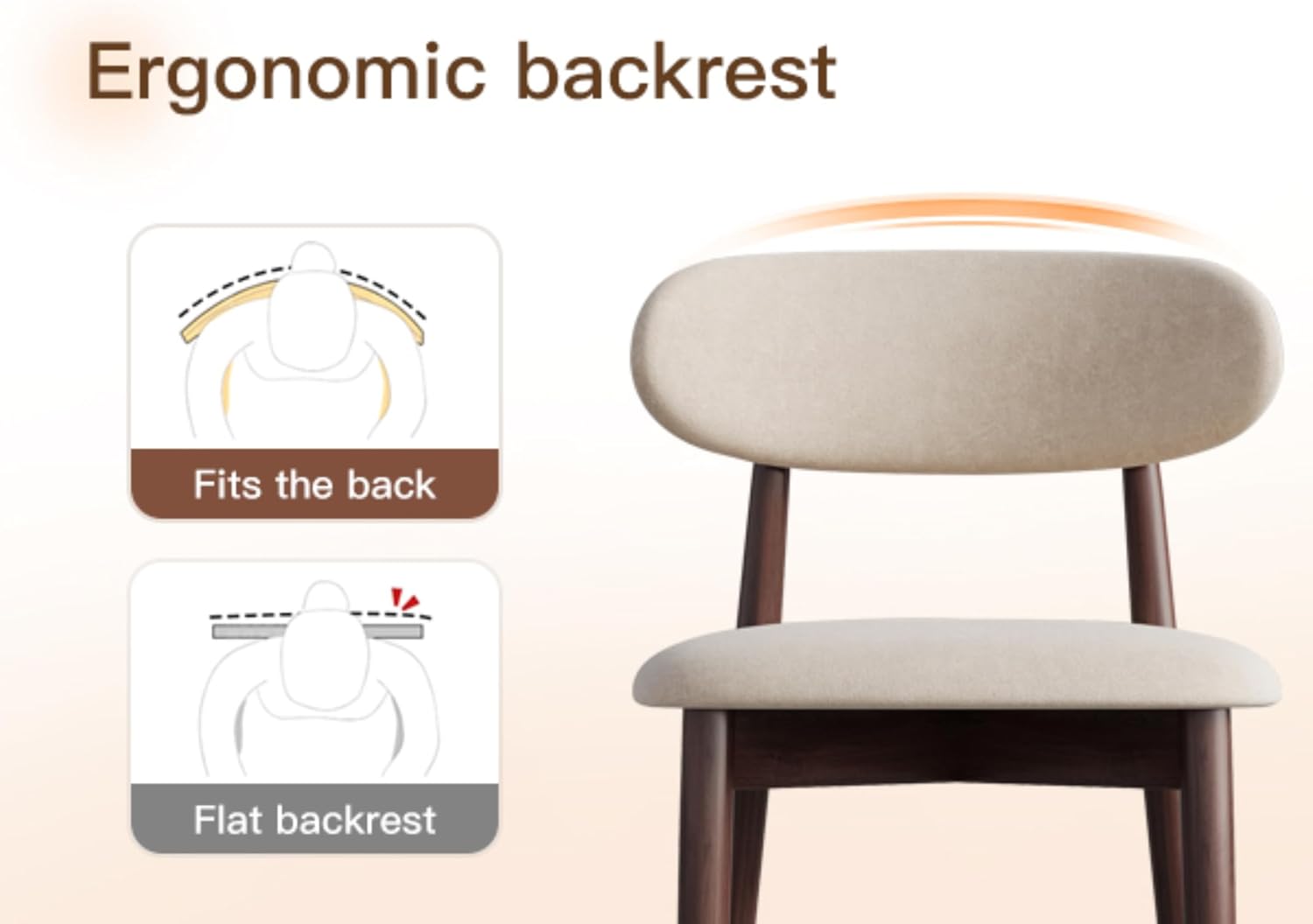 Wood Dining Chairs Set of 4, Modern Kitchen Chair, Upholstered Dining Chair with Ergonomic Backrest and Non-Slip Foot Pads, Farmhouse Dining Chairs Very Strong (Beige)