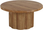 Tribesigns 31.5" Round Coffee Table for Living Room, Farmhouse Circle Center Cocktail Table with Fluted Drum Base, Wooden Living Room Furniture for Apartment, Small Space, Brown