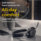 Jabra Evolve2 65 MS Wireless Headphones with Link380a  Stereo  Black – Wireless Bluetooth Headset for Calls and Music  37 Hours of Battery Life  Passive Noise Cancelling Headphones