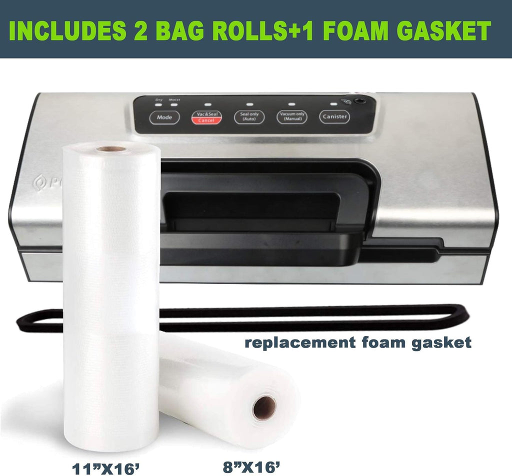 Precision Vacuum Machine,Pro Food Sealer with Built-in Cutter and Bag Storage(Up to 20 Feet Length), Both Auto&Manual Options,2 Modes,Includes 2 Bag Rolls 11”x16' and 8”x16',Compact Design