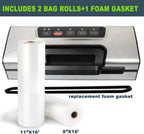 Precision Vacuum Machine,Pro Food Sealer with Built-in Cutter and Bag Storage(Up to 20 Feet Length), Both Auto&Manual Options,2 Modes,Includes 2 Bag Rolls 11”x16' and 8”x16',Compact Design
