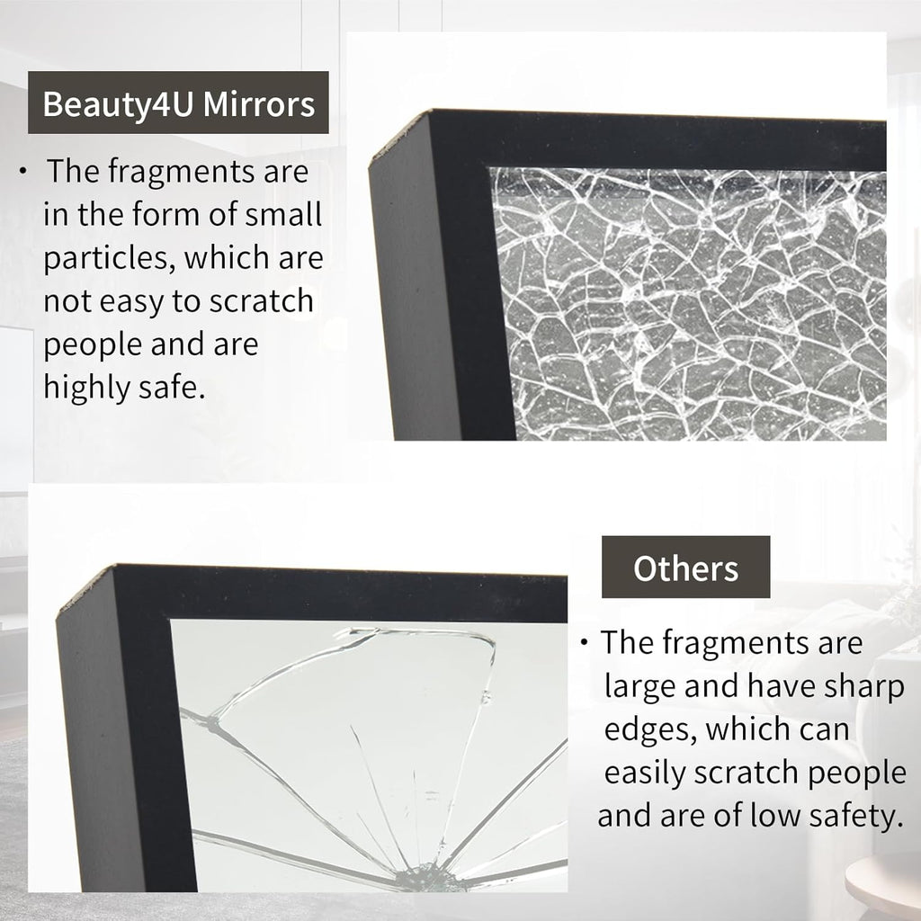 Beauty4U 76" x 34" Large Full Length Mirror with Stand, Black Wall Mounting Full Body Tempered Mirror for Living Room, Bedroom