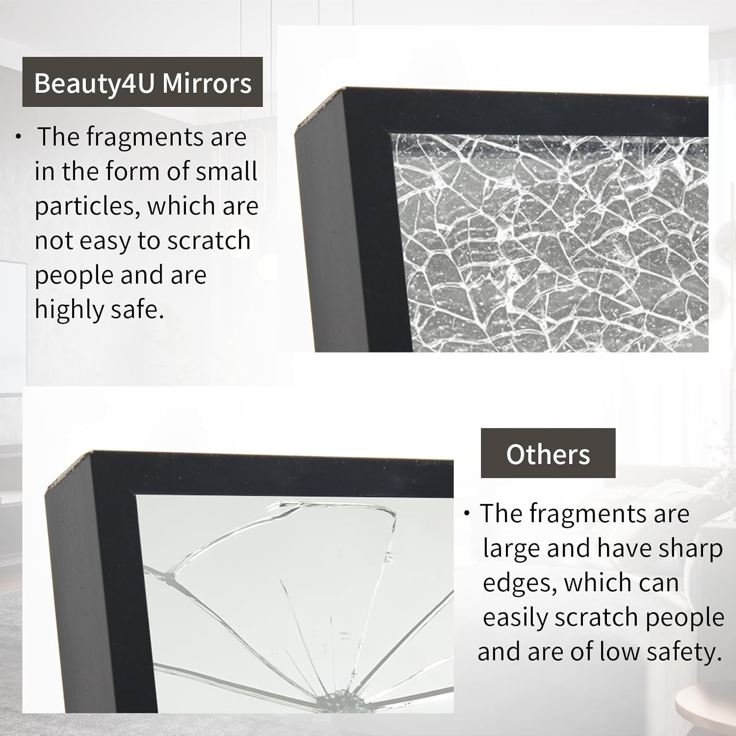 Beauty4U 76" x 34" Large Full Length Mirror with Stand, Black Wall Mounting Full Body Tempered Mirror for Living Room, Bedroom