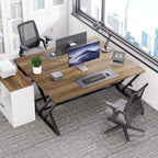 LVB Wood Computer Desk, Rustic Home Office Executive Desk for Bedroom, Industrial Wooden Computer Writing Study Work Gaming Table, Modern Metal PC Student Simple Desk with Storage, 55 Inch, Rustic Oak