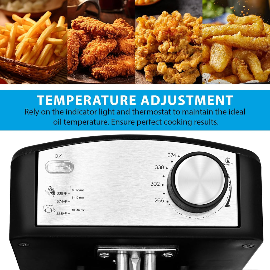 Pukomc Electric Double Deep Fryer with 2 Baskets & Lids, 3L Stainless Steel Removable Double Fryer,Temperature Control,Overheat Protection,3000W