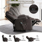 Power Recliner Chair with Heat and Massage for Adults - Home Theater Seating with LED Lights,Cup Holders,Side Pocket,USB Port - Recliner Sofa for Living Room (Brown, Single Recliner)