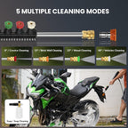 Giraffe Tools Grandfalls Retractable Wall Mount Pressure Washer Plus  Electric Power Washer with 100ft Pressure Hose  Max 2900PSI 2.2 GPM  Automatic Rewind  Any Length Lock  Dark Silver