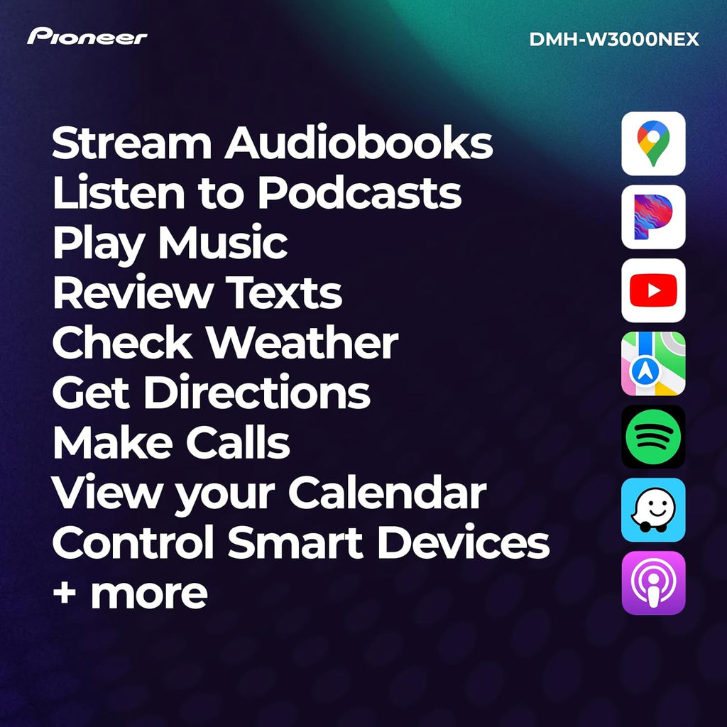 Pioneer DMH-W3000NEX 6.8" Double Din Multimedia Digital Media Receiver  Wireless Apple CarPlay and Android Auto  Bluetooth  Backup Camera Compatible  Touchscreen  One Touch Navigation