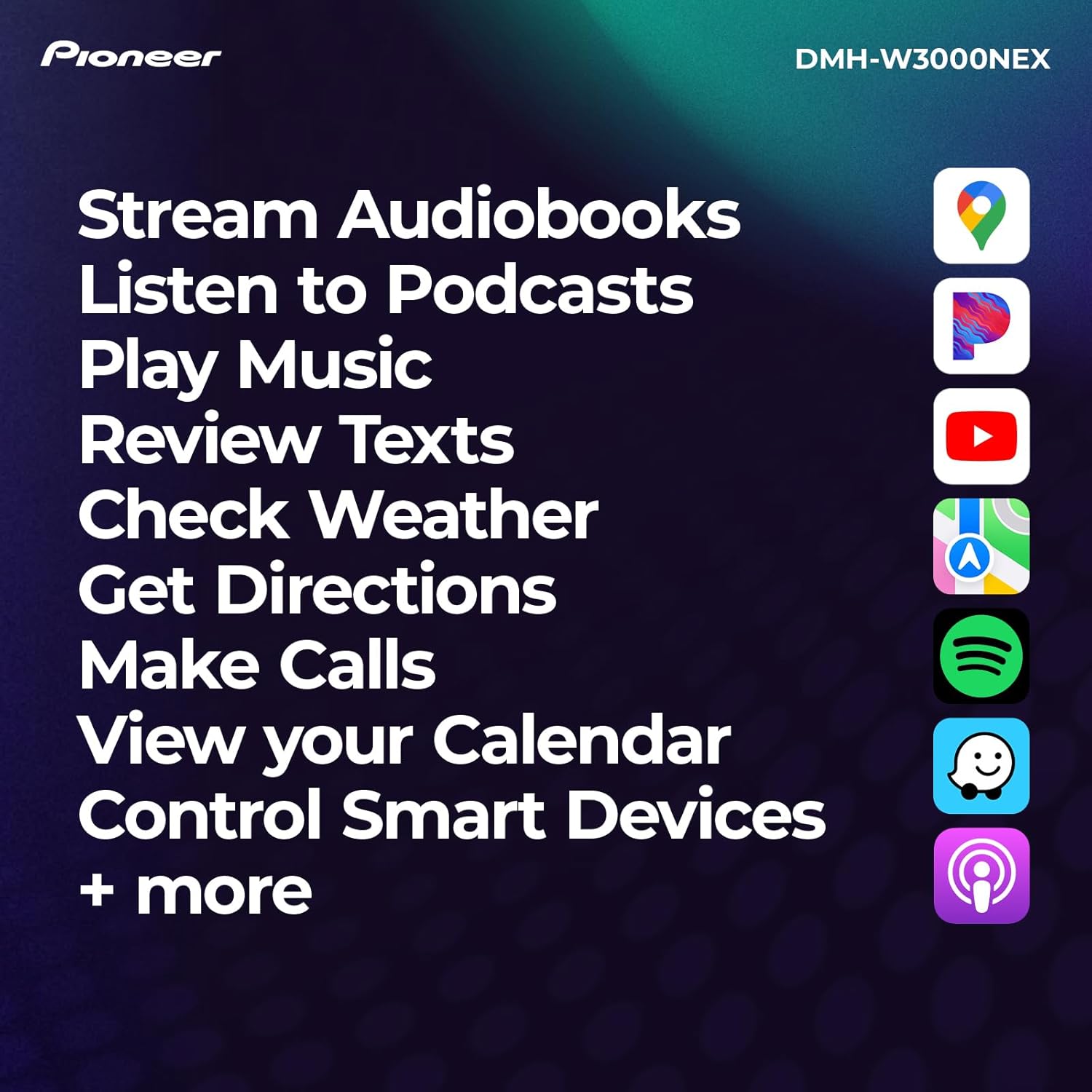 Pioneer DMH-W3000NEX 6.8" Double Din Multimedia Digital Media Receiver  Wireless Apple CarPlay and Android Auto  Bluetooth  Backup Camera Compatible  Touchscreen  One Touch Navigation