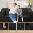 Futon Sofa Bed with Pillow, 3-in-1 Sleeper Sofa Bed with Removable Cover, Convertible Floor Sofa Bed, No Assembly Boneless Couch for Living Room, Bedroom