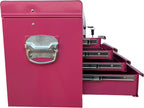 Workington Portable Metal Tool Chest with 6 Drawers, 24" 6-Drawer Tool Chest Cabinet with Ball Bearing Drawer Slides, Steel Tool Storage Box Organizer 4005 Pink