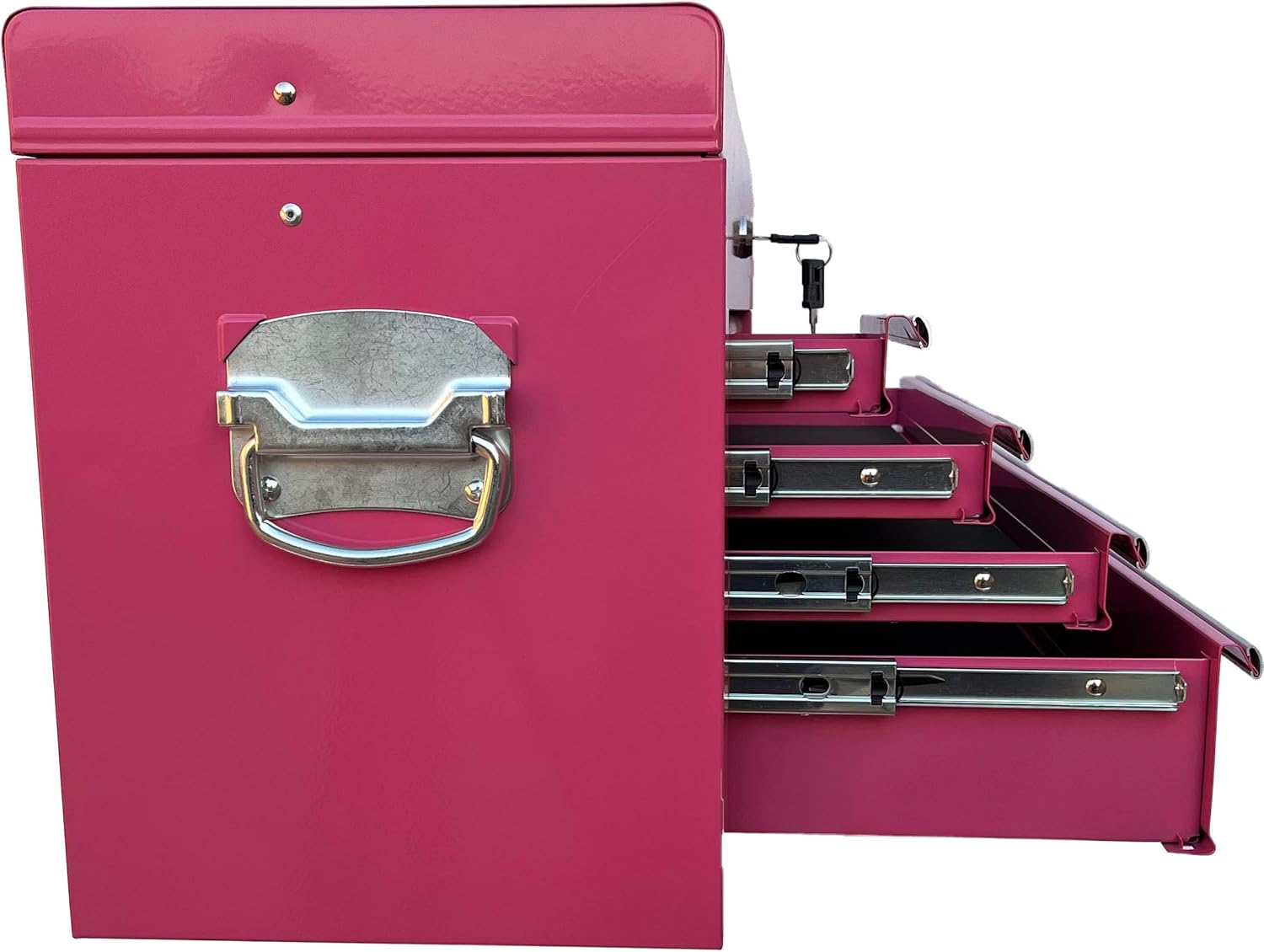 Workington Portable Metal Tool Chest with 6 Drawers, 24" 6-Drawer Tool Chest Cabinet with Ball Bearing Drawer Slides, Steel Tool Storage Box Organizer 4005 Pink