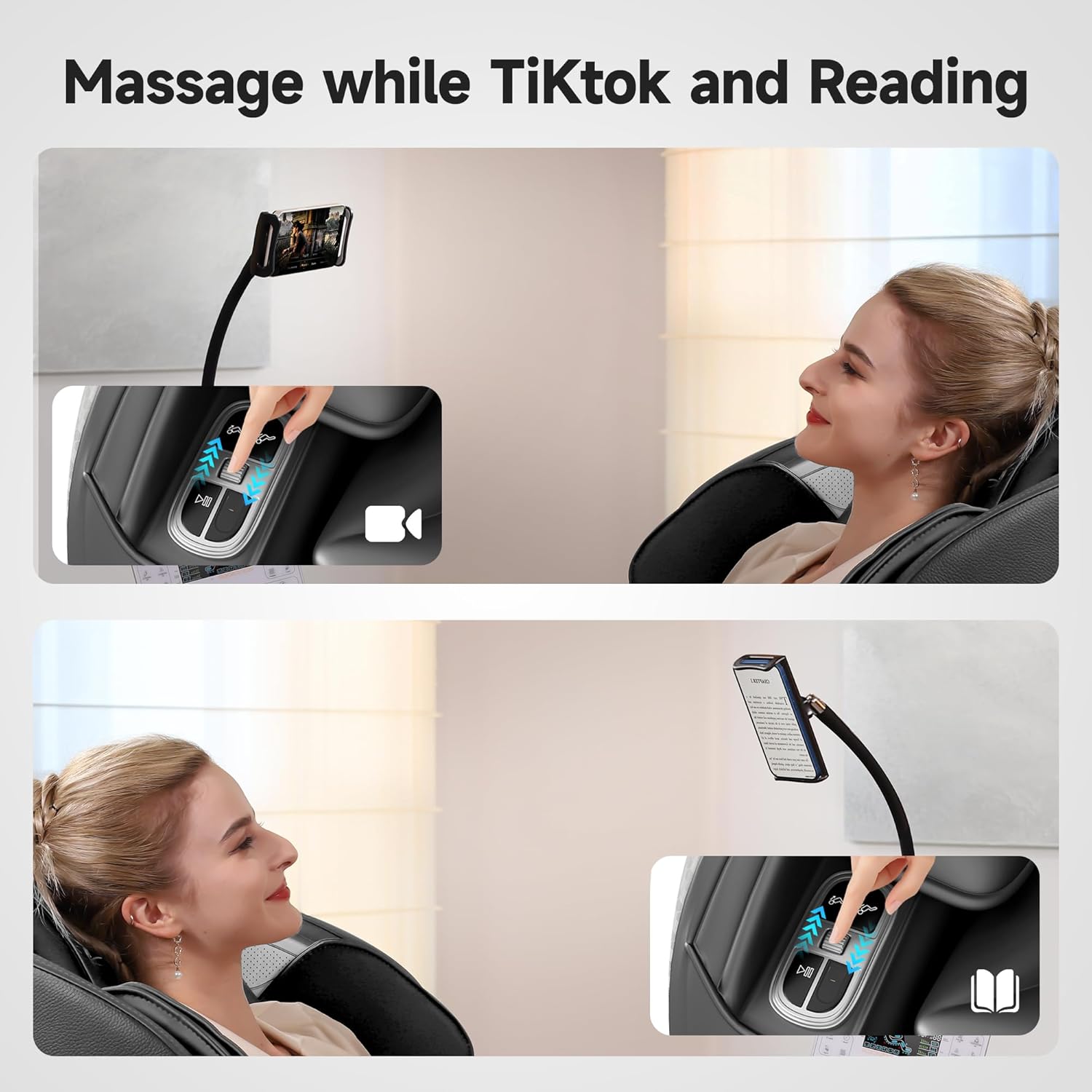 Real Relax 2026 Massage Chair Full Body,Zero Gravity SL-Track Shiatsu Massage Recliner with Upgraded Phone Controller and Holder,APP Control,Child Lock,Pause Button and Led Light,Favor-06,Black