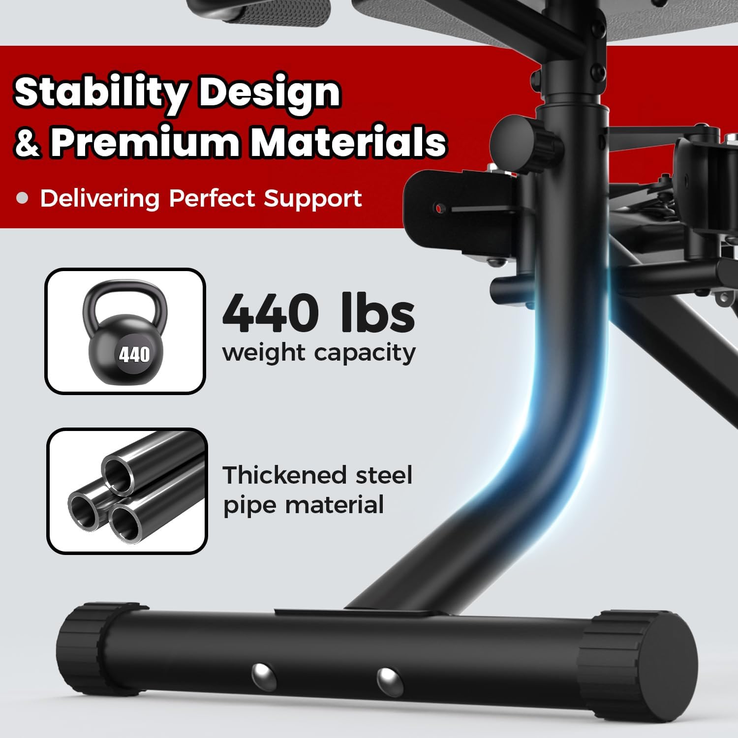 Hip Abductor Machine for Home Gym, 9 Levels Glute Workout Equipment, Booty Builder with 2 Resistance Bands, 2 in 1 Glute & Thigh Abductor Machine for Women & Men