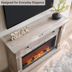 OKD 52" Farmhouse Electric Fireplace TV Stand with Mantel & Cabinet, 36" Freestanding Electric Fireplace Heater with Remote Control, Adjustable 3D Flame Effect, Light Rustic Oak