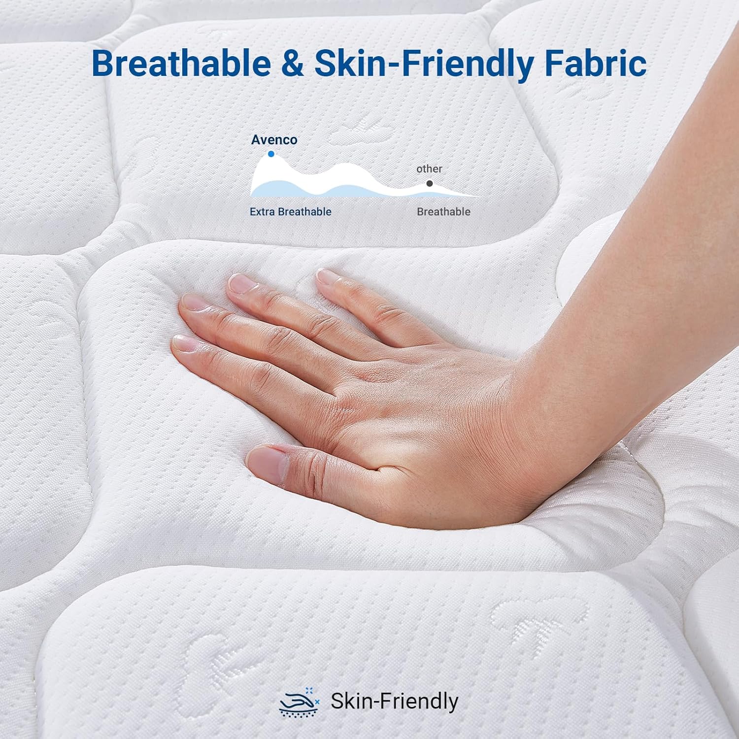 Avenco King Size Mattress, 14 Inch King Mattress with Individually Smarts Pocket Springs for Back Pain Relief, Hypoallergenic Fabric Box Spring No Need, Mattresses in a Box with Medium Plush Support