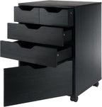 Winsome Halifax Mobile Storage Cabinet with 5 Drawers in Black, Stylish & Functional Home Storage Cabinet for Filing, Kitchen Organization, Moveable Furniture for Office, Dorms, Apartments