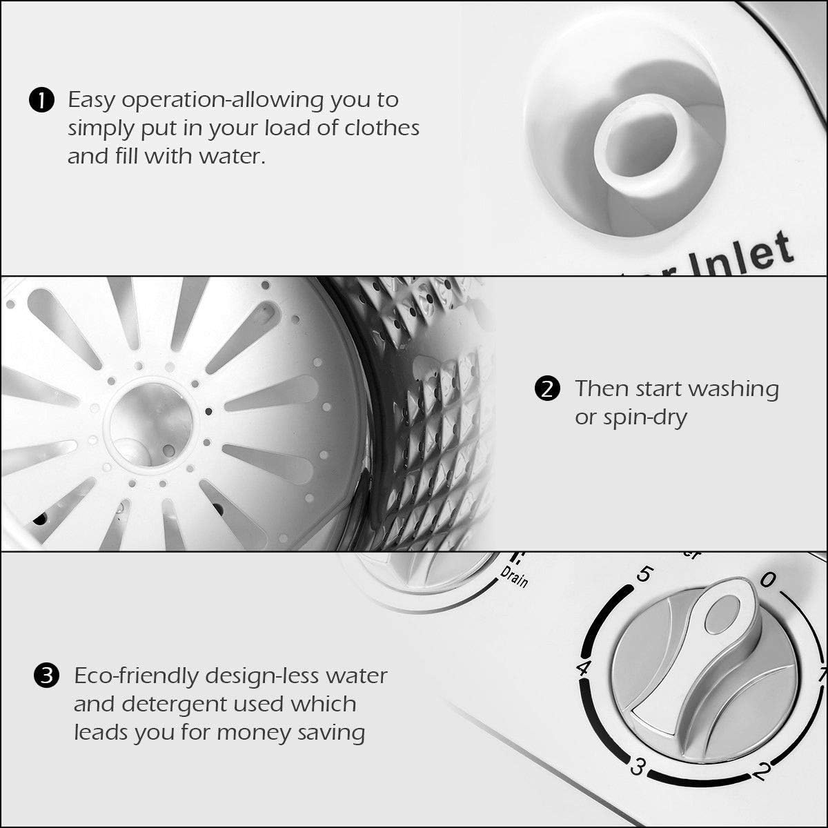 Giantex Portable Washing Machine, 13lbs Washer and Spinner Combo, Semi-Automatic Laundry Clothes Machine, Compact Twin Tub Mini Washer for Apartment Camping Dorms RV