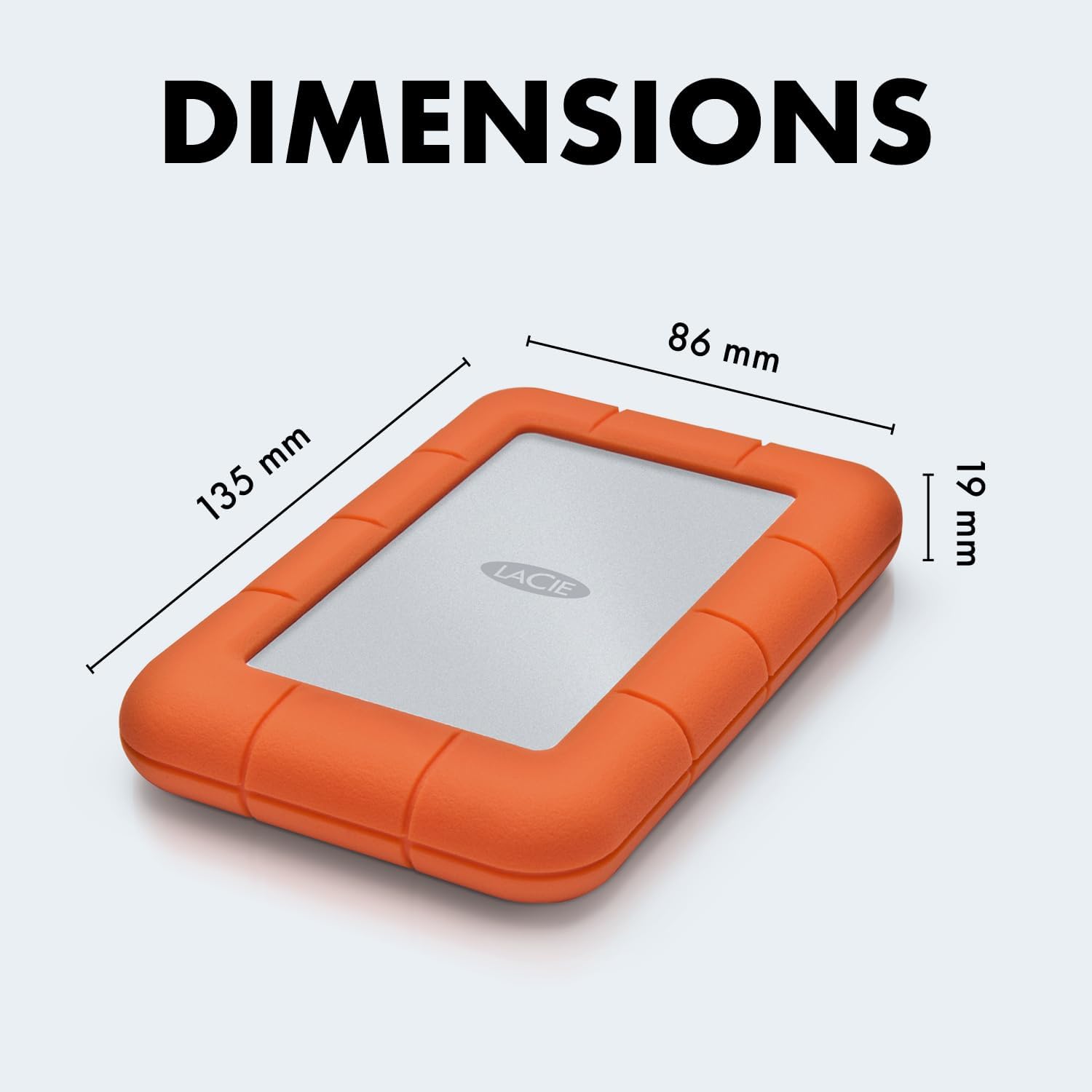 LaCie Rugged Mini, 1TB, 2.5", Portable External Hard Drive, for PC Mac iPad and iPhone, Data Rescue Service (LAC301558)