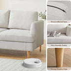 Loveseat Sofa 56", Couches for Spaces, Mid Century Love Seat Couches for Living Room, Upholstered 2-Seater Couch for Bedroom, Waiting Room, Beige