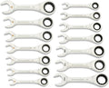 GEARWRENCH 14 Piece 90-Tooth 12 Point Stubby Combination Ratcheting Wrench Set, SAE & Metric | 3/8" to 3/4" & 10mm to 18mm| 86859