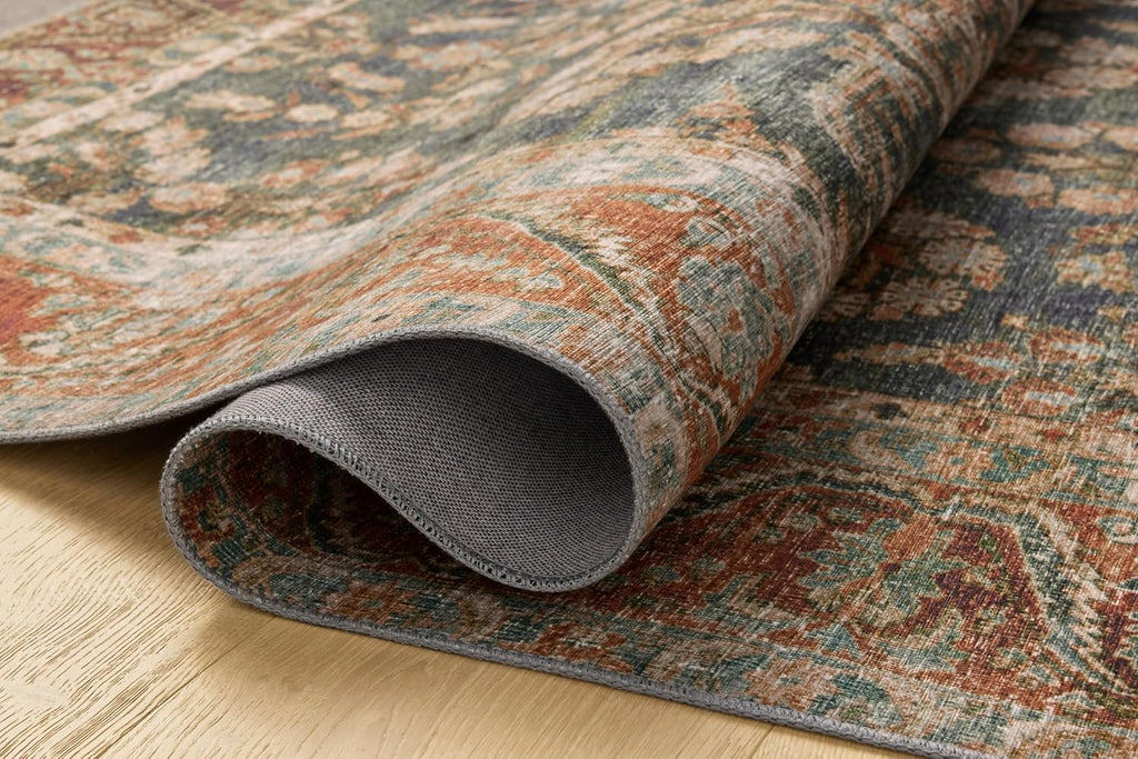 Loloi Chris Loves Julia Jules Collection JUL-10 Ocean/Spice 7'-6" x 9'-6", .13" Pile Height, Area Rug