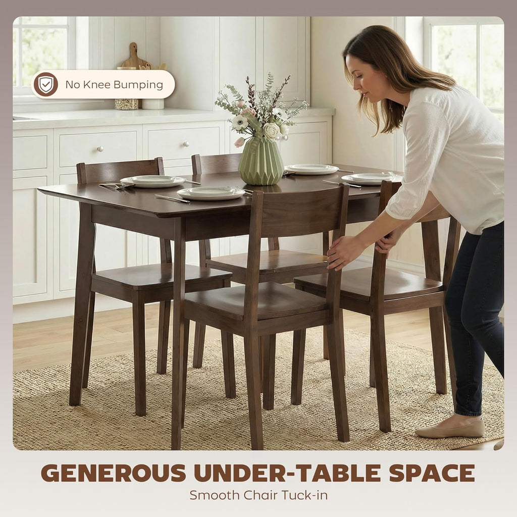 HOMCOM 47" Mid-Century Modern Dining Table for 4, Rectangular Kitchen Table with Wood Grain Finish, Tapered Legs, Wood Frame for Small Spaces, Dining Room, Apartment, Easy to Assemble, Dark Mahogany