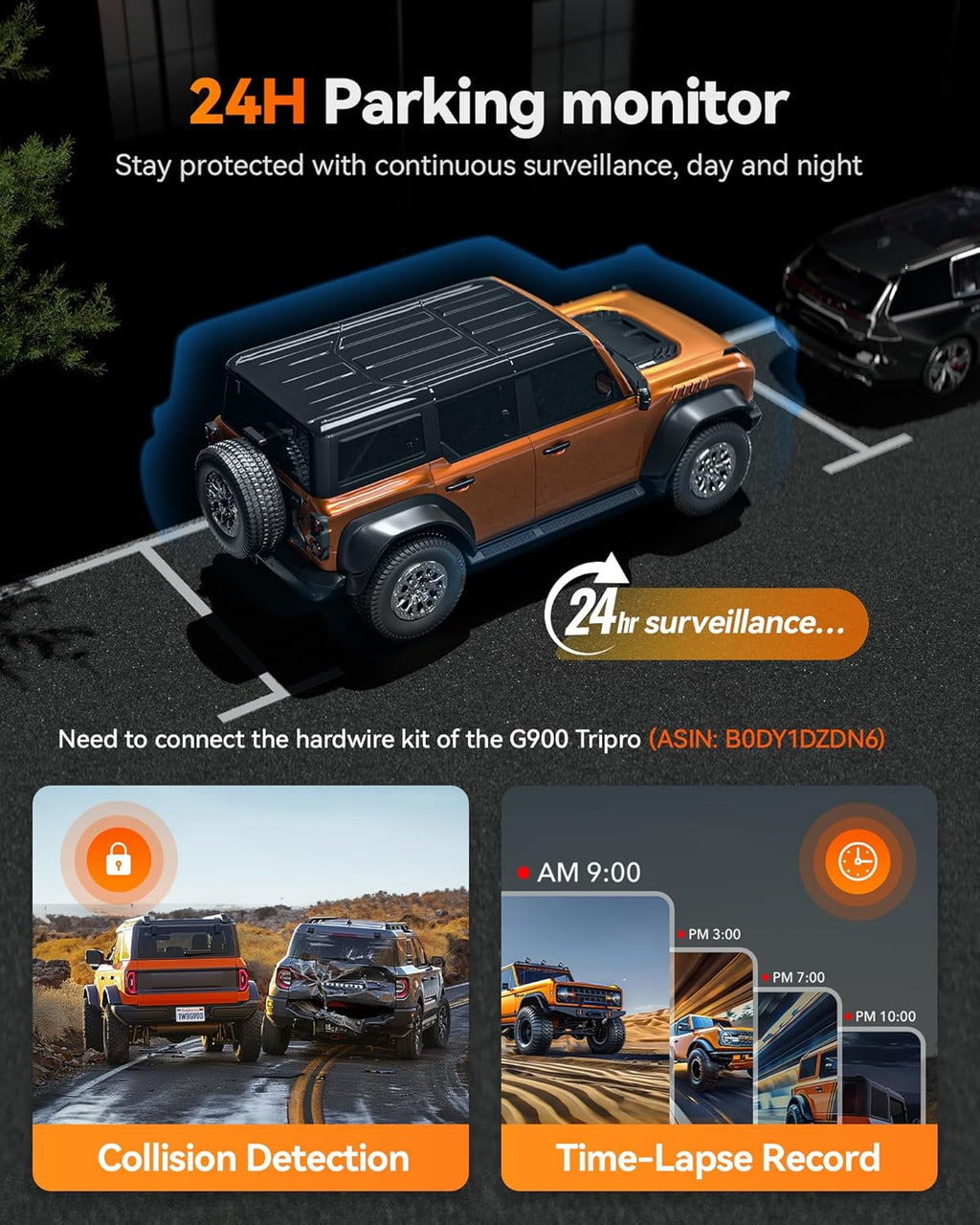 WOLFBOX G900 Tripro Cabin Version 3 Channel 4K Rear View Mirror Camera 8MP STARVIS IMX678 Night Vision 4K+1080P+2.5K Front Inside and Rear Mirror Dash Cam 5.8GHz WiFi Voice Control Includes 256GB Card